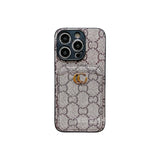 Brown GG Pattern Phone Case with Card Holder | Luxury Aesthetic for iPhone 16 Pro Max | LX087
