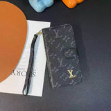 Black LV Aesthetic Flip Wallet Phone Case for iPhone 16 Pro Max | LX071 - yTagCase