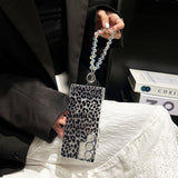 Glittering Cheetah Pattern Phone Case with Chain Strap - Protective cover for Samsung Galaxy S24 Ultra with bold fashion statement
