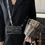 Black LV Crossbody Wallet Phone Case LX098 for iPhone 16 Pro Max - yTagCase