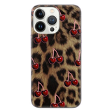 Cherry Cheetah Print Phone Case with bold leopard design for iPhone Samsung Google LP29 - stylish pink star pattern & military-grade protection