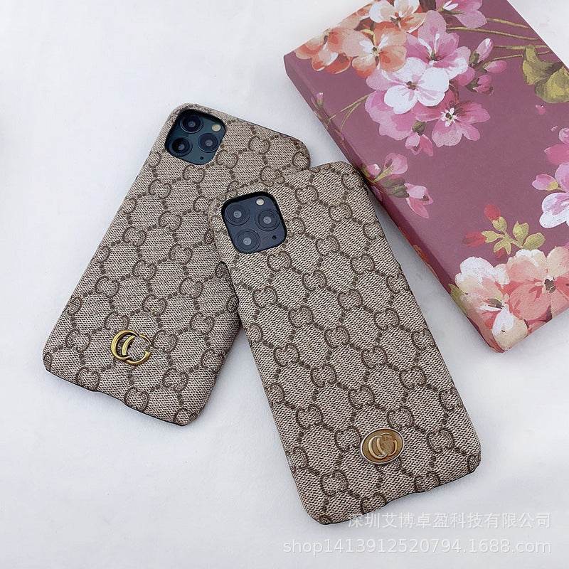 Coffee GG Pattern Phone Case with Cutout Logo for iPhone 16 Pro Max | Luxury Designer LX080 - yTagCase