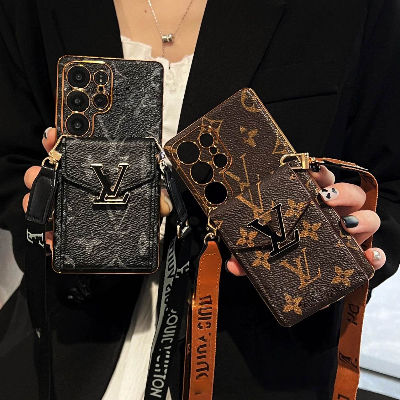 Black LV Element Crossbody Wallet Phone Case for Samsung | LX031 - yTagCase