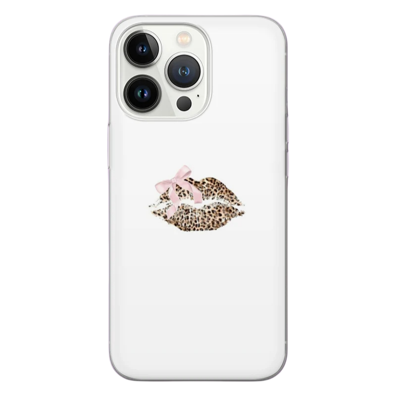 Kiss Print Cheetah Phone Case with military-grade protection for iPhone 14 Plus, shockproof TPU & unique leopard streetwear style