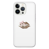 Kiss Print Cheetah Phone Case with military-grade protection for iPhone 14 Plus, shockproof TPU & unique leopard streetwear style