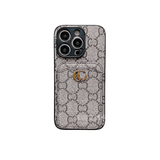 Brown GG Card Slot Luxury Phone Case LX110 for iPhone 17 Pro Max & More - yTagCase