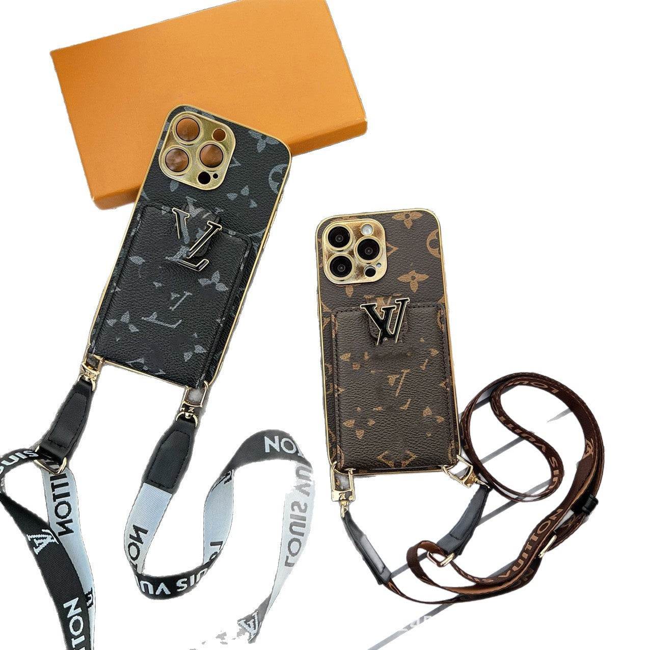 Black LV Element Crossbody Wallet Phone Case for iPhone | LX024 - yTagCase