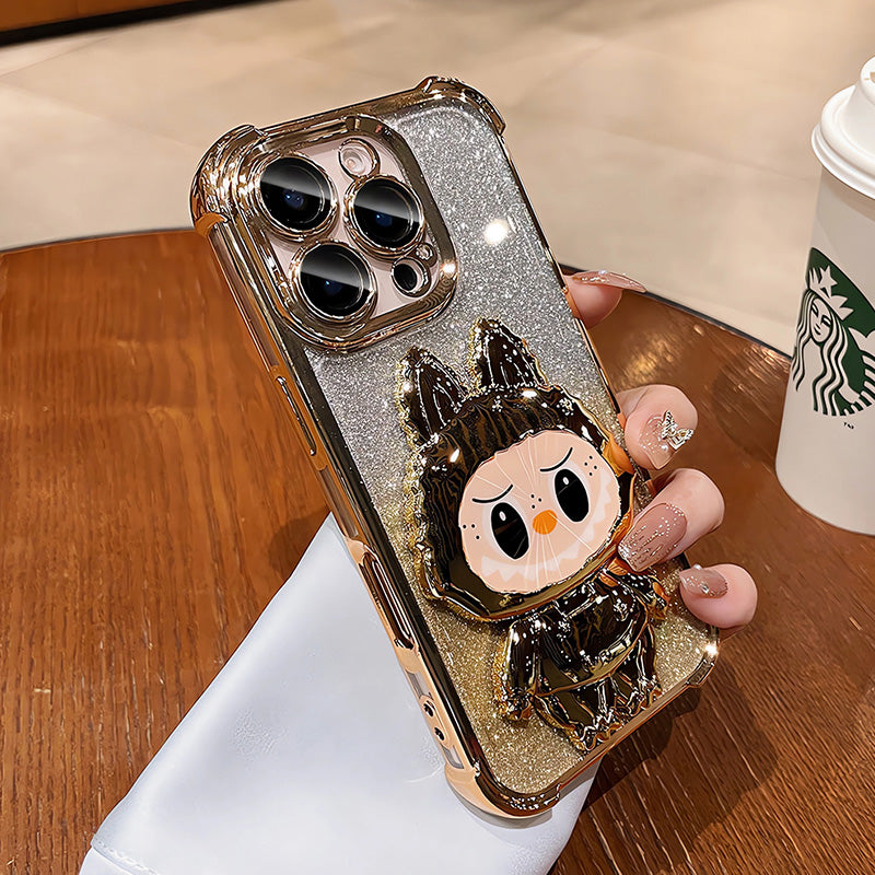 Cheetah print phone case for iPhone 14 Plus on a wooden table