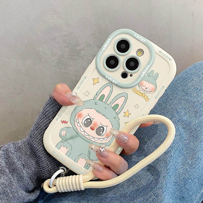Cute Labubu Phone Case Soft Touch Starry Green with Strap for iPhone LB001 - yTagCase