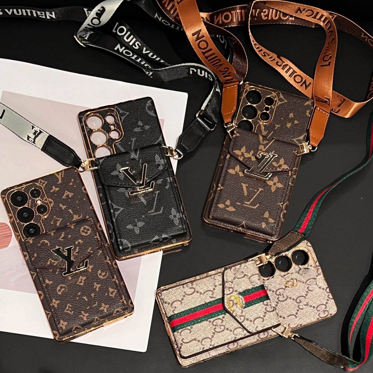 Black LV Element Crossbody Wallet Phone Case for Samsung | LX031 - yTagCase