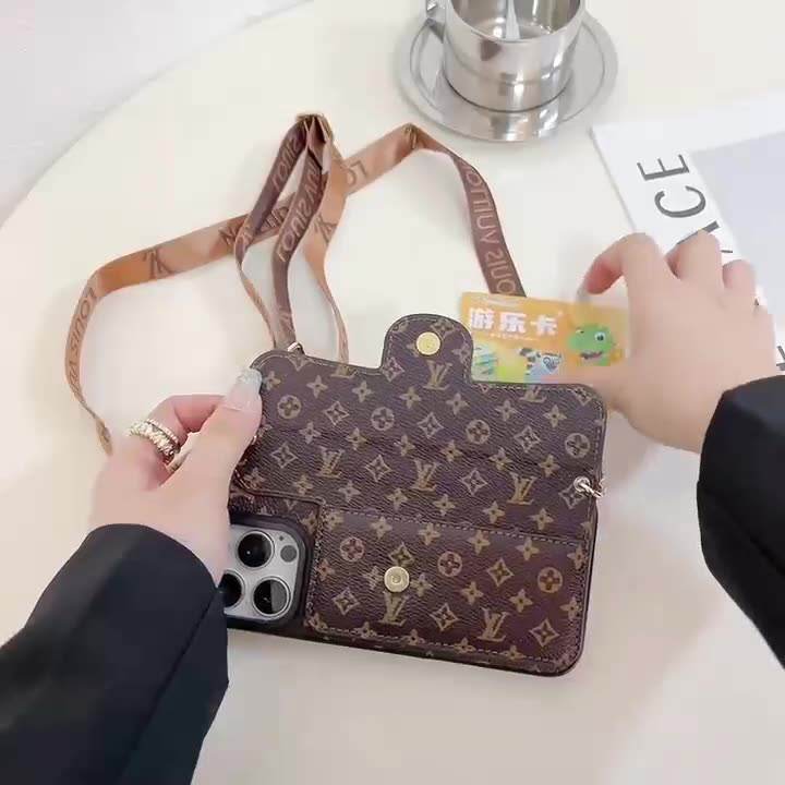 Brown LV Element Phone Case with Floral Print & Crossbody Strap | LX040 - yTagCase
