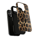 Eye-catching leopard print phone case for iPhone 14 Plus & S24 Ultra, durable drop-proof design with perfect fit