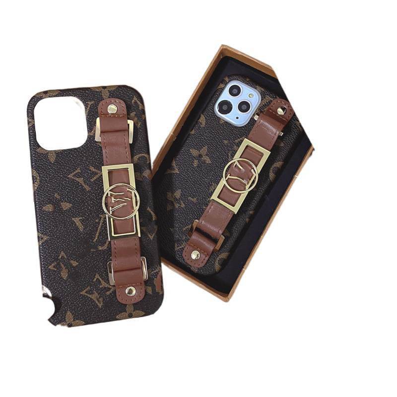 Brown LV Aesthetic Phone Case with Wrist Strap for iPhone 16 Pro Max | LX079 - yTagCase