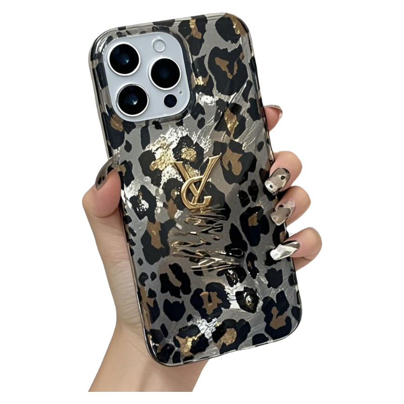 Trendy Cheetah Print Shockproof Phone Case with military-grade protection for iPhone 14 Plus, featuring bold leopard design and dual-layer drop protection.
