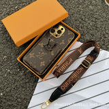 Matte brown phone case with 3 card slots and secure crossbody strap for iPhone combining functionality and style