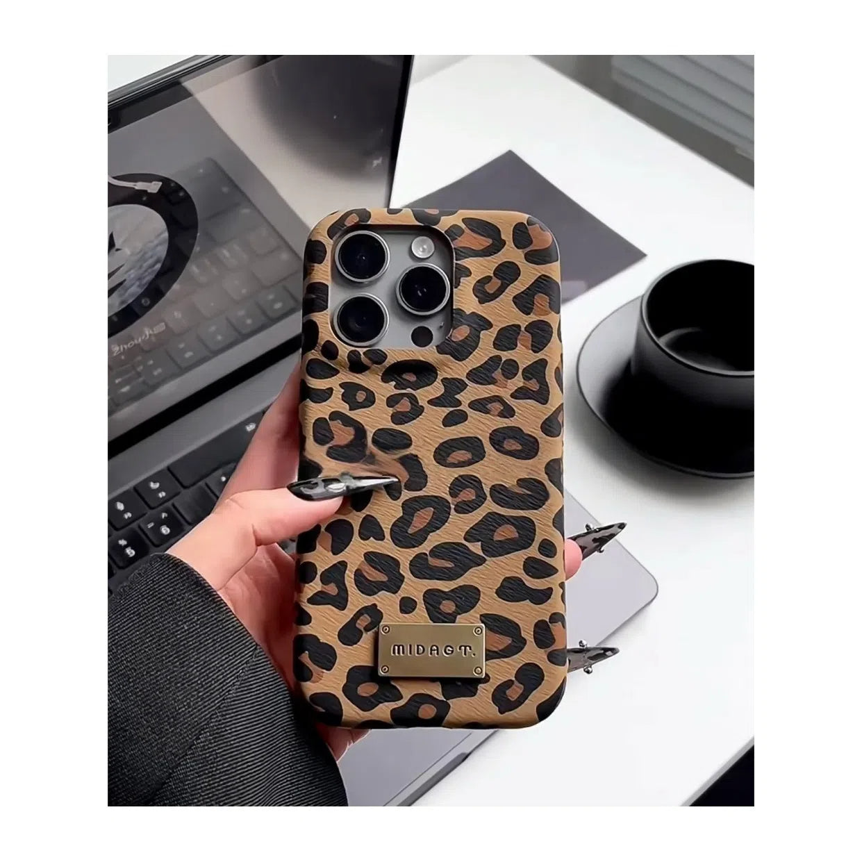 Trendy Cheetah Print Matte Phone Case with stylish animal texture for iPhone 14 Plus, premium matte finish, perfect fit protection