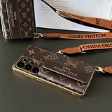 Brown LV Crossbody Wallet Phone Case with Floral Print | Luxury Designer Style | LX096 - yTagCase