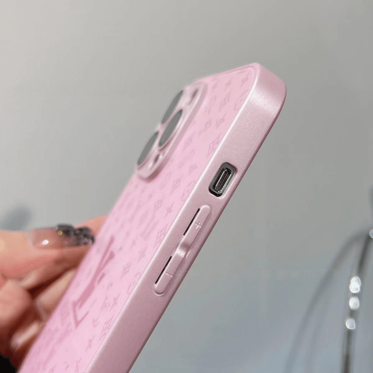 Pink LV Inspired Frosted Glass Phone Case with Camera Cover | LX057 - yTagCase