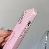 LV aesthetic frosted glass phone case with camera cover for iPhone privacy protection