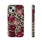 Universal floral cheetah print phone case with precise cutouts for iPhone Samsung Google devices - statement piece LP33