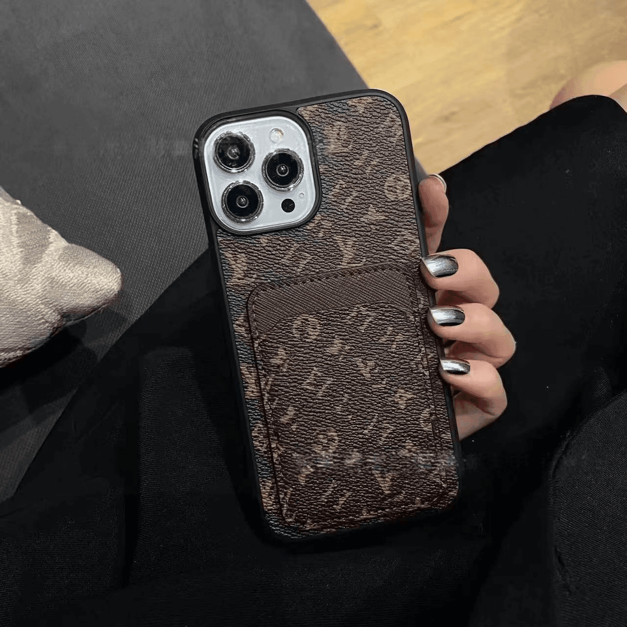 Brown LV Floral Wallet Phone Case LX089 | Card Holder & Full-Body Protection - yTagCase