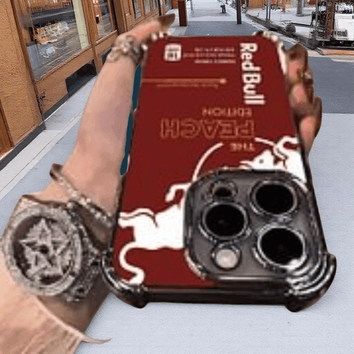 Deep Red Red Bull Phone Case - Military Grade Shockproof Cover with Cheetah Print for iPhone 14 Plus/Samsung S24/Google Pixel RB08 - yTagCase