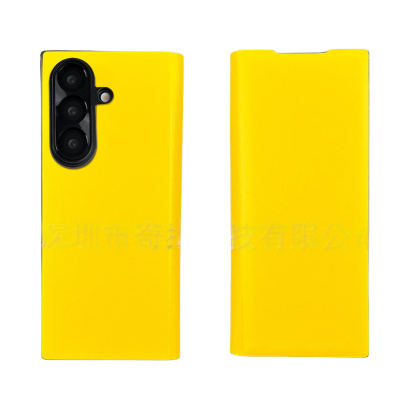 Yellow Flat LV Pattern Phone Case with fade-resistant coating and magnetic closure for Samsung Fold7 aesthetic statement piece