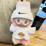White Labubu Nike-style doll clothes set with hat