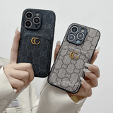Black GG Card Slot Luxury Phone Case for iPhone 17 Pro Max | LX109 - yTagCase