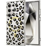 Retro Leopard Phone Case for Samsung Galaxy S24 - Protective magnetic wallet case with luxury metallic finish LP06