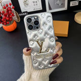 Blue LV Element Phone Case with luxury leather and scratch-resistant coating for iPhone, boho aesthetic statement piece