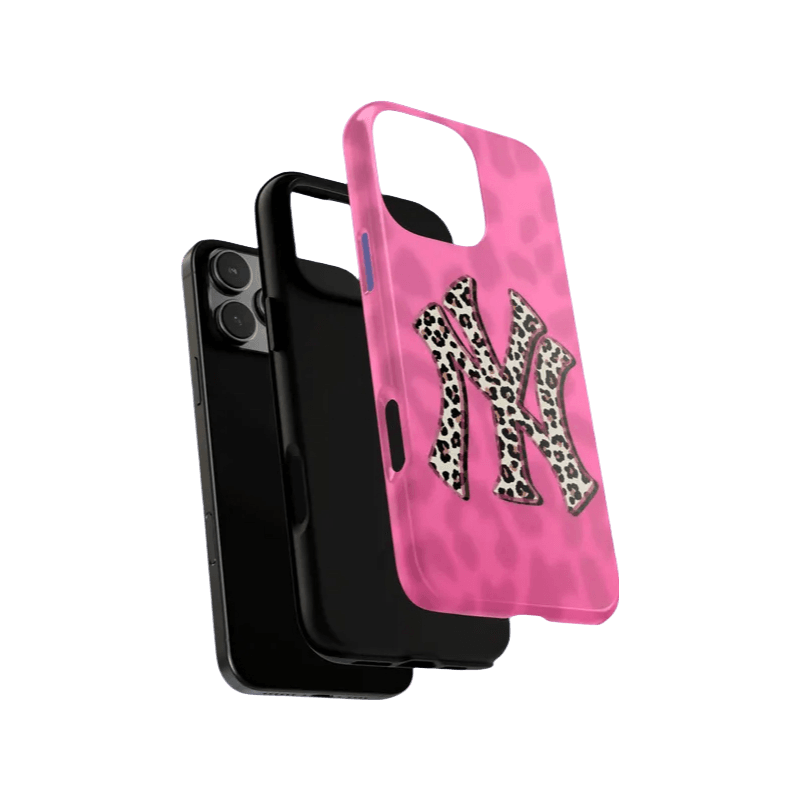 Pink NYC Cheetah Print Durable Phone Case - Military Grade Protection with Animal Texture for iPhone 14 Plus & Samsung S24 Ultra LP36 - yTagCase