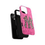Fashion-Forward Pink Cheetah Print Phone Case with Military Durability for iPhone 14 Plus & Samsung S24 Ultra