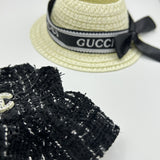 Luxury-inspired doll clothes with hat for 17cm Labubu figures