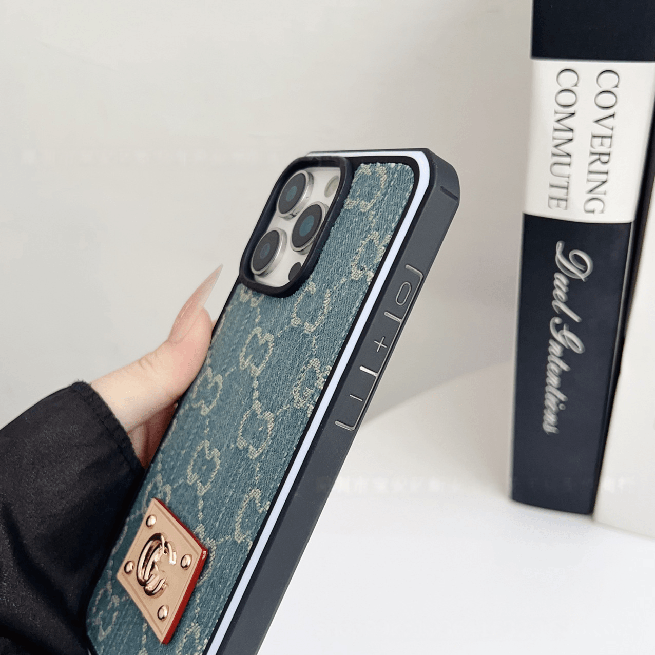 Light Blue GG Denim Luxury Phone Case for iPhone 16 Pro Max LX103 - yTagCase