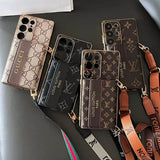 Brown LV Crossbody Wallet Phone Case with Floral Print | Luxury Designer Style | LX096 - yTagCase