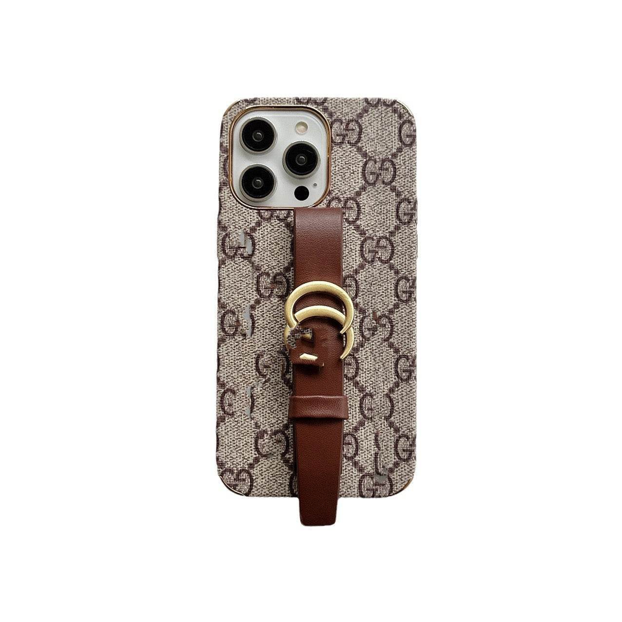 Brown GG Element Phone Case with Strap for iPhone 16 Pro Max | LX078 - yTagCase
