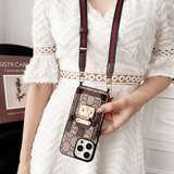 Gray GG Crossbody Phone Case with Wallet & Strap - Luxury Designer iPhone Case LX108 - yTagCase