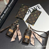 LV-inspired phone case with scratch-resistant matte finish and adjustable strap for hands-free convenience