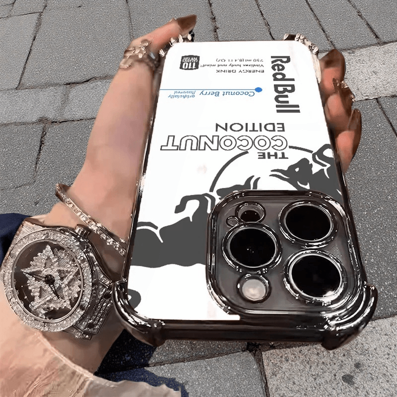 White Red Bull Phone Case Durable Shockproof Protective Cover for iPhone Samsung Google RB02 - yTagCase