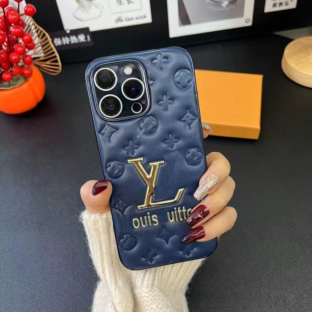 Red LV aesthetic phone case for iPhone with luxe leather cover and high-pigment monogram print, boho vibe and wireless charging compatibility