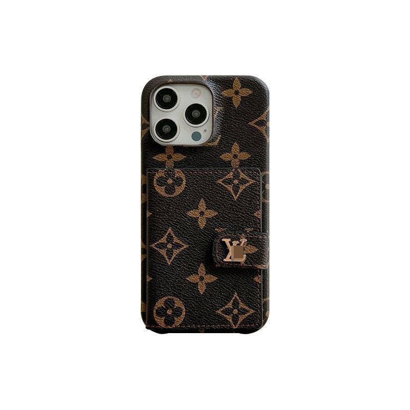 Brown LV Element Phone Case with Card Holder LX068 for iPhone 15 Pro Max - yTagCase