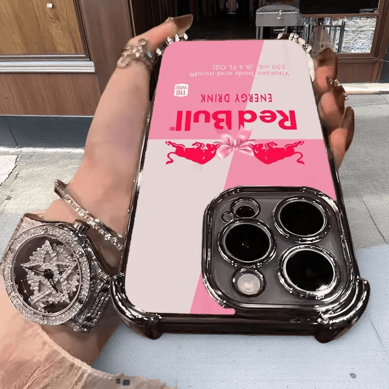 Pink Red Bull Phone Case Durable Shockproof Protective Cover for iPhone Samsung Google RB06 - yTagCase