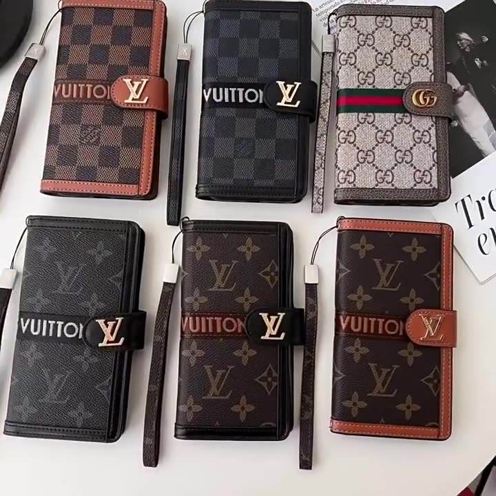 Brown Monogram LV Wallet Phone Case with Wrist Strap & Flip Cover for iPhone 16 Pro Max LX111 - yTagCase