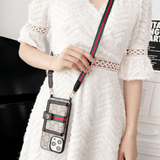 Cream GG Pattern Phone Case with Crossbody Strap & Card Holder LX063 - yTagCase