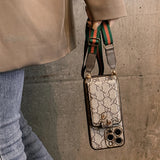 GG Pattern Phone Case with detachable crossbody strap and built-in card slots for hands-free convenience and luxury vibe