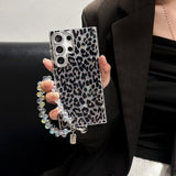 Military-Grade Cheetah Print Phone Case for Samsung S24 Ultra - Sparkling design with convenient wrist strap and drop protection