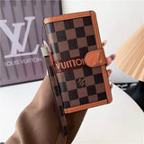 Brown Checker LV Wallet Phone Case with Wrist Strap & Flip Cover LX114 - yTagCase