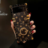 Brown LV Trunk Series Phone Case for Samsung ZFLIP with anti-slip matte finish and shock-absorbent edges for a secure grip and durable protection