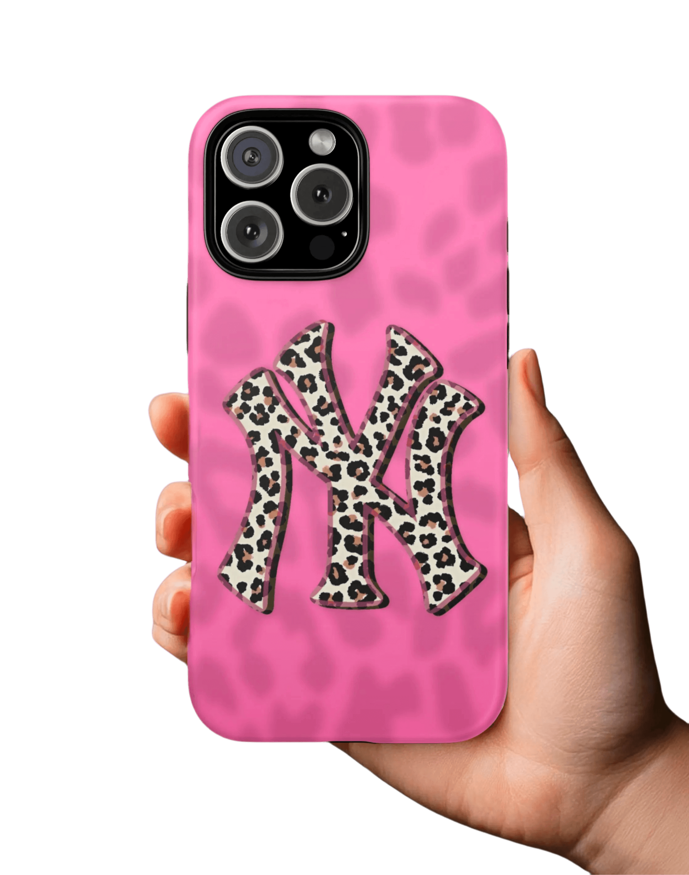 Pink NYC Cheetah Print Durable Phone Case - Military Grade Protection with Animal Texture for iPhone 14 Plus & Samsung S24 Ultra LP36 - yTagCase